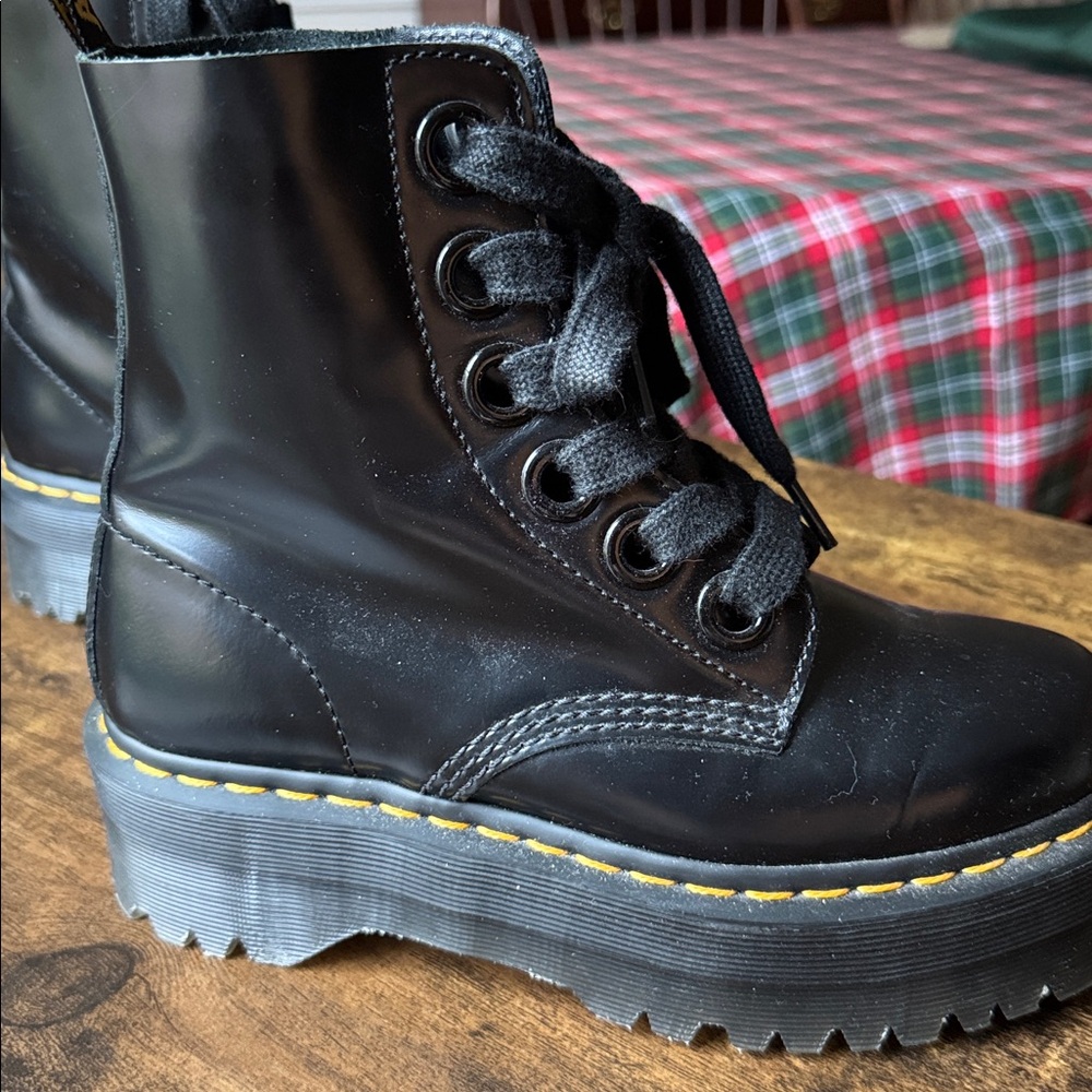 Dr. Martens Black Patent Molly Boots - Picture 8 of 12